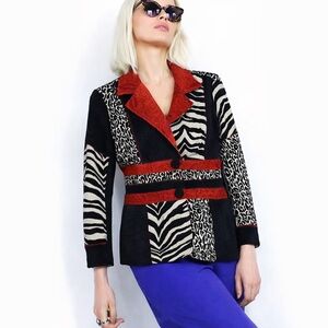 LINEA DOMANI | Vintage Stylish Zebra Mixed Animal Print Jacket Blazer